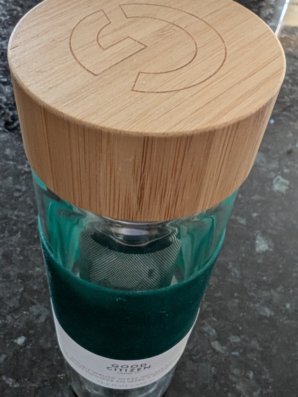 Citizen Teal Glass Infuser Bottle with Bamboo Lid - Picture 4 of 5